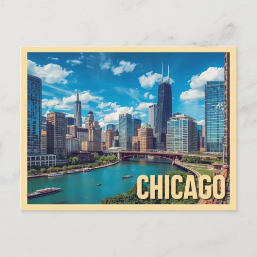 Vintage Chicago Travel ポストカード (正面)