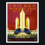 Vintage Chicago World's Fair 1933 ポスター<br><div class="desc">A century of progress was the theme for the 1933 Chicago World's Fair. Vintage art never go out of style for wearing or decorating. You’ll find professionally cleaned and enhanced art by an Adobe Associate in Graphic Design and Illustration in my collection. I use the latest software to retouch the...</div>