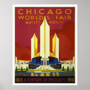 Vintage Chicago World's Fair 1933 ポスター