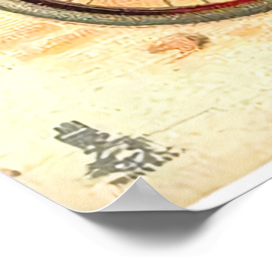 Vintage chick on bicycle Easter ポスター (角)