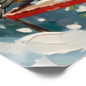 Vintage Chickadees on Snowy Christmas Mailbox ポスター (コーナー)