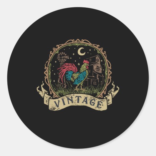 Vintage Chicken ラウンドシール (正面)
