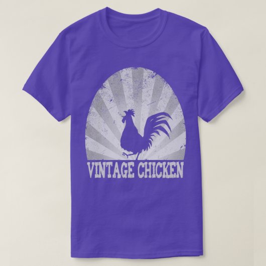 Vintage Chicken Design grey Triblend Tシャツ (デザイン正面)
