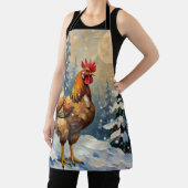 Vintage Chicken in Snowy Christmas Wonderland エプロン (インサイチュ)