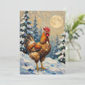 Vintage Chicken in Snowy Christmas Wonderland シーズンカード (スタンド正面)