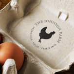 Vintage Chicken Silhouette Personalized Egg ラバースタンプ<br><div class="desc">Egg carton stamps for small local businesses. This design features a hand-drawn chicken silhouette with your information in curved text. Click on "Personalize this template" and edit the text in the boxes to create your own. There are both self-inking and wooden stamp versions of this design. View the collection link...</div>