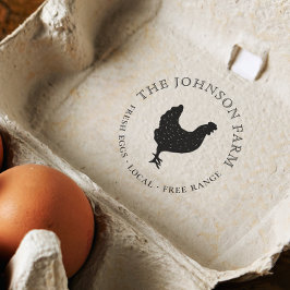 Vintage Chicken Silhouette Personalized Egg ラバースタンプ