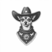 Vintage Chihuahua Cowboy Engraving Style Western D シール (正面)