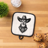 Vintage Chihuahua Cowboy Engraving Style Western D 鍋敷き (トップダウン)