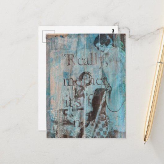 Vintage Child and Mother Vacuum Cleaning Collage ポストカード (正面/裏面インサイチュ)