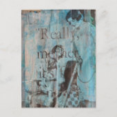 Vintage Child and Mother Vacuum Cleaning Collage ポストカード (正面)