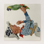 Vintage Child, Boy Playing Pirate Parrot Bird ジグソーパズル (縦)