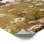 Vintage child picking daisy flowers ポスター (角)