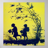 Vintage Child Silhouette Poster ポスター (正面)
