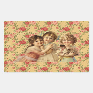 Vintage Children 長方形シール