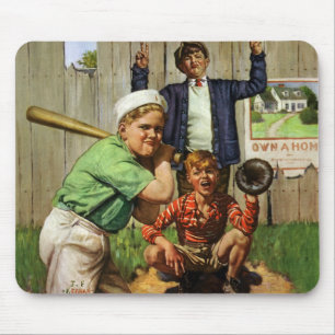 Vintage Children Boys Sports Baseball Player Game マウスパッド