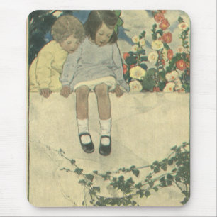 Vintage Children, Garden Wall Jessie Willcox Smith マウスパッド