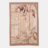 Vintage Children Reading cozy Illustration  キッチンタオル (縦)
