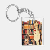 Vintage Children Reading Library Books キーホルダー (正面左)