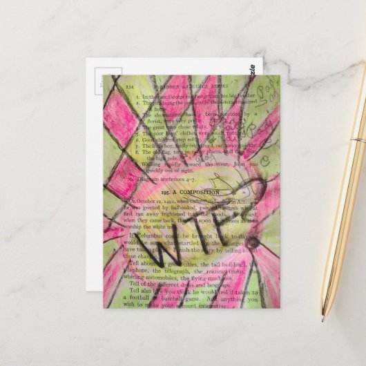 Vintage Childrens Book Mixed Media Collage ポストカード (正面/裏面インサイチュ)