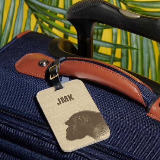 Vintage Chimpanzee Illustration Personalized ラゲッジタグ (正面インサイチュ1)