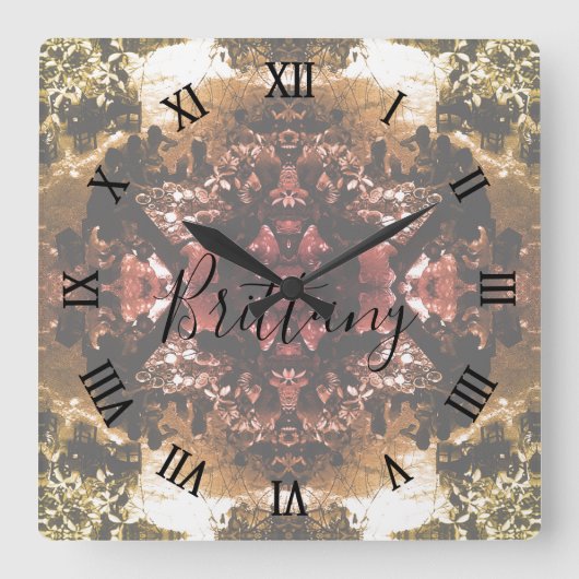 Vintage China Canton restaurant スクエア壁時計 (正面)