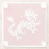 Vintage Chinese Dragon Tribal Emblem Red ガラスコースター (裏面)
