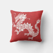 Vintage Chinese Dragon Tribal Emblem Red クッション (裏面)