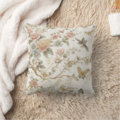 Vintage Chinese Floral Pattern with Hummingbird クッション (ブランケット)