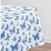 Vintage Chinoiserie Blue White Butterfly ミディアムテーブルランナー