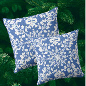 Vintage Chinoiserie Blue White Wreath Bow Holiday クッション
