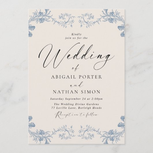 Vintage Chinoiserie Classic Wedding 招待状 (正面)