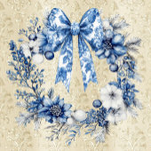 Vintage Chinoiserie Wreath Antique Damask ラウンドクッション