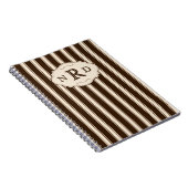 Vintage Chocolate and Cream Stripes Monogram ノートブック (右側)