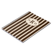 Vintage Chocolate and Cream Stripes Monogram ノートブック (左側)