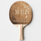 Vintage Chopping Block Leaf Wedding Monogram 卓球ラケット (裏面)