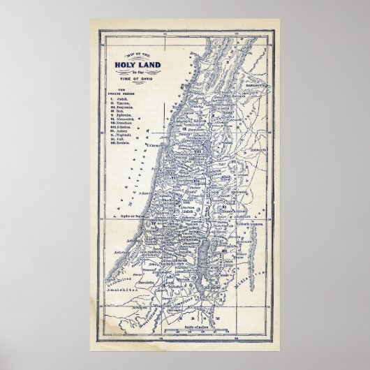 Vintage Christian Holy Land Jerusalem Map ポスター (正面)