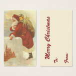 Vintage Christmas ビクトリアン Santa Claus in Chimney<br><div class="desc">ヴィンテージイラストレーションビクトリアンエラメリークリスマスの休日デザインは、クリスマスイブのおもちゃでいっぱいの袋で雪の上の屋根の登山の上にサンタクロースをフィーチャー。屋根の上に聖ニコライすてきルと非常に寒い冬の夕べ。</div>