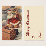 Vintage Christmas ビクトリアン Santa Claus in Chimney<br><div class="desc">ヴィンテージのイラストレーションビクトリアンメリークリスマスの休日の画像すてきは、クリスマス・イブに玩具の袋でいっぱいの家の煙突の下に白い髭と帽子の登山を持つ古いサンタ・クロースを特徴とする。ハッピーホリデーと季節のご挨拶！</div>