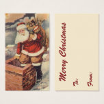 Vintage Christmas ビクトリアン Santa Claus in Chimney<br><div class="desc">ヴィンテージのイラストレーションビクトリアンメリークリスマスの休日の画像すてきは、クリスマス・イブに玩具の袋でいっぱいの家の煙突の下に白い髭と帽子の登山を持つ古いサンタ・クロースを特徴とする。ハッピーホリデーと季節のご挨拶！</div>