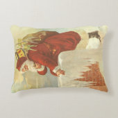 Vintage Christmas ビクトリアン Santa Claus in Chimney アクセントクッション (正面)