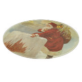 Vintage Christmas ビクトリアン Santa Claus in Chimney カッティングボード (角)