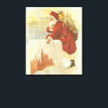 Vintage Christmas ビクトリアン Santa Claus in Chimney キャンバスプリント<br><div class="desc">ヴィンテージイラストレーションビクトリアンエラメリークリスマスの休日デザインは、クリスマスイブのおもちゃでいっぱいの袋で雪の上の屋根の登山の上にサンタクロースをフィーチャー。屋根の上に聖ニコライすてきルと非常に寒い冬の夕べ。</div>