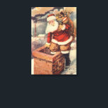 Vintage Christmas ビクトリアン Santa Claus in Chimney キャンバスプリント<br><div class="desc">ヴィンテージのイラストレーションビクトリアンメリークリスマスの休日の画像すてきは、クリスマス・イブに玩具の袋でいっぱいの家の煙突の下に白い髭と帽子の登山を持つ古いサンタ・クロースを特徴とする。ハッピーホリデーと季節のご挨拶！</div>