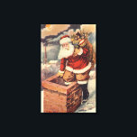 Vintage Christmas ビクトリアン Santa Claus in Chimney キャンバスプリント<br><div class="desc">ヴィンテージのイラストレーションビクトリアンメリークリスマスの休日の画像すてきは、クリスマス・イブに玩具の袋でいっぱいの家の煙突の下に白い髭と帽子の登山を持つ古いサンタ・クロースを特徴とする。ハッピーホリデーと季節のご挨拶！</div>