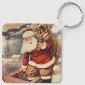 Vintage Christmas ビクトリアン Santa Claus in Chimney キーホルダー (裏面)