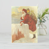 Vintage Christmas ビクトリアン Santa Claus in Chimney シーズンカード (スタンド正面)