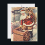 Vintage Christmas ビクトリアン Santa Claus in Chimney シーズンカード<br><div class="desc">ヴィンテージのイラストレーションビクトリアンメリークリスマスの休日の画像すてきは、クリスマス・イブに玩具の袋でいっぱいの家の煙突の下に白い髭と帽子の登山を持つ古いサンタ・クロースを特徴とする。ハッピーホリデーと季節のご挨拶！</div>