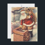 Vintage Christmas ビクトリアン Santa Claus in Chimney シーズンカード<br><div class="desc">ヴィンテージのイラストレーションビクトリアンメリークリスマスの休日の画像すてきは、クリスマス・イブに玩具の袋でいっぱいの家の煙突の下に白い髭と帽子の登山を持つ古いサンタ・クロースを特徴とする。ハッピーホリデーと季節のご挨拶！</div>