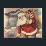 Vintage Christmas ビクトリアン Santa Claus in Chimney シーズンポストカード<br><div class="desc">ヴィンテージのイラストレーションビクトリアンメリークリスマスの休日の画像すてきは、クリスマス・イブに玩具の袋でいっぱいの家の煙突の下に白い髭と帽子の登山を持つ古いサンタ・クロースを特徴とする。ハッピーホリデーと季節のご挨拶！</div>